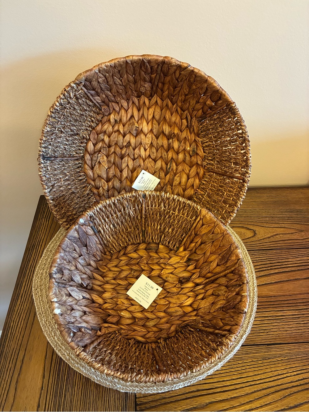 Hobby Lobby Brown Braided Seagrass Nesting Baskets Set of 2
